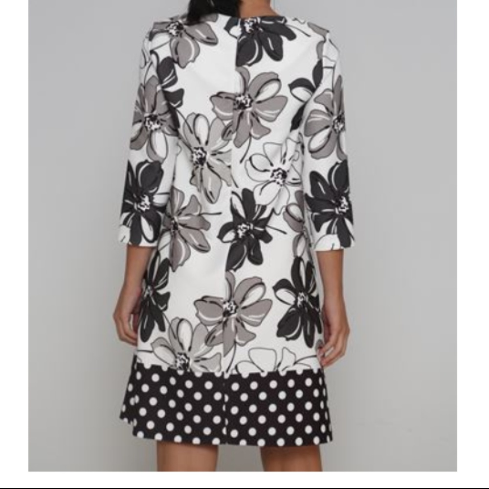 Floral & Polka dot 3/4 Sleeve pocket shift dress - Picture 2 of 4